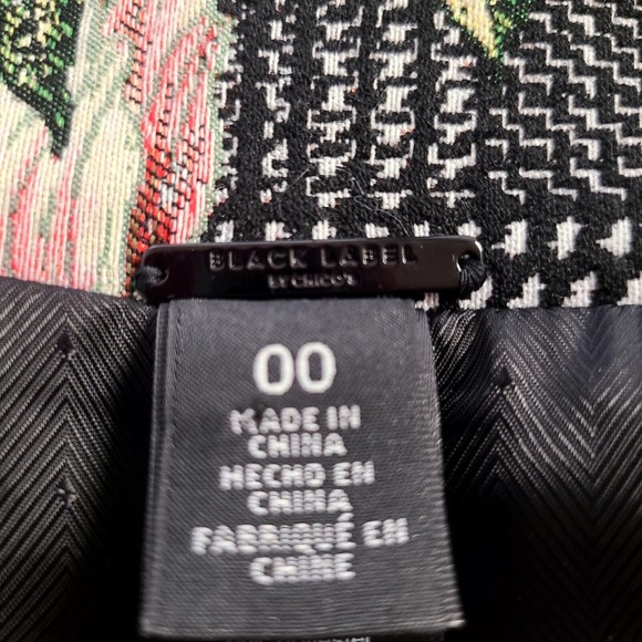 Black Label Chicos Size 00 XS Floral Jacket Lined Bird Multicolor - Picture 7 of 16
